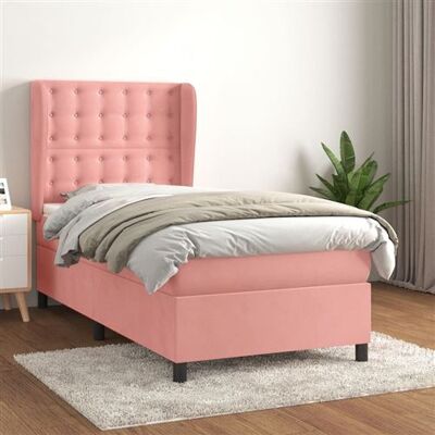Lit en Velours Rose avec Matelas - Lit Lit en Velours Rose avec Matelas - Lit