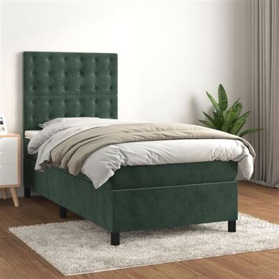 Lit Boxspring en Velours Vert Foncé avec Matelas - Mobilier de Chambre Lit Boxspring en Velours Vert Foncé avec Matelas - Mobilier de Chambre