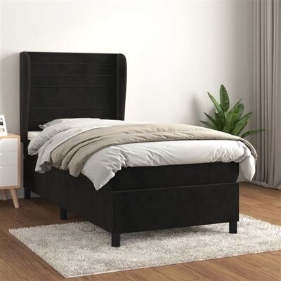 vidaXL Lit en Velours Noir avec Tête de Lit Réglable - Lit vidaXL Lit en Velours Noir avec Tête de Lit Réglable - Lit