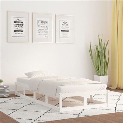Cadre de lit en bois massif blanc 100x200 cm - Type de lit Cadre de lit en bois massif blanc 100x200 cm - Type de lit