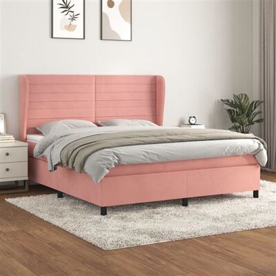 vidaXL Lit boxspring en velours rose - Lit vidaXL Lit boxspring en velours rose - Lit