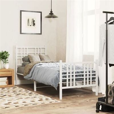 vidaXL Cadre de lit métal sans matelas avec pied de lit blanc 80x200cm Blanc vidaXL Cadre de lit métal sans matelas avec pied de lit blanc 80x200cm Blanc