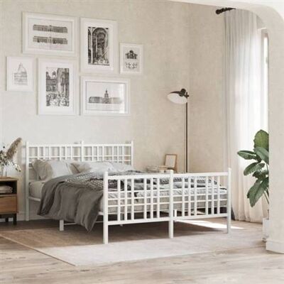 vidaXL Cadre de lit métal avec tête de lit/pied de lit blanc 140x190cm Blanc vidaXL Cadre de lit métal avec tête de lit/pied de lit blanc 140x190cm Blanc
