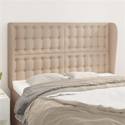 vidaXL Tête de Lit avec Oreilles - Similicuir Capuccino - 147x23x118/128 cm vidaXL Tête de Lit avec Oreilles - Similicuir Capuccino - 147x23x118/128 cm