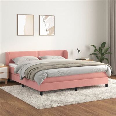 Lit Rose en Velours MaisonChic avec Tête de Lit Ajustable Lit Rose en Velours MaisonChic avec Tête de Lit Ajustable