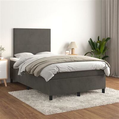 vidaXL Sommier à lattes de lit et matelas Gris foncé 120x200cm Velours Gris vidaXL Sommier à lattes de lit et matelas Gris foncé 120x200cm Velours Gris