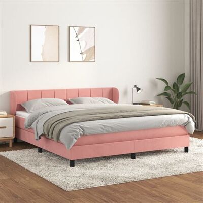 vidaXL Lit en Velours Rose avec Matelas & Tête de Lit - Lit vidaXL Lit en Velours Rose avec Matelas & Tête de Lit - Lit