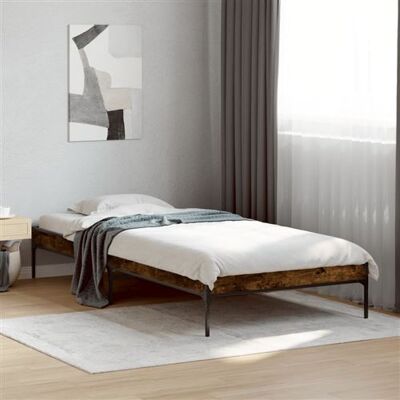 vidaXL Structure de lit en chêne fumé - 90x190 cm - Lit simple vidaXL Structure de lit en chêne fumé - 90x190 cm - Lit simple