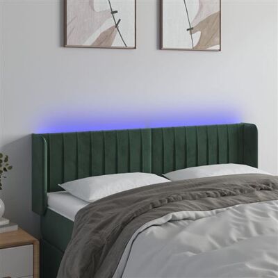 vidaXL Tête de lit en Velours Vert Foncé avec LED - Tête de lit vidaXL Tête de lit en Velours Vert Foncé avec LED - Tête de lit