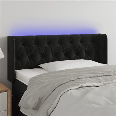 Tête de lit avec LED, Velours, Noir, Hauteur Réglable - Tête de lit Tête de lit avec LED, Velours, Noir, Hauteur Réglable - Tête de lit
