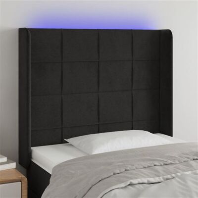 vidaXL Tête de lit en Velours Noir avec LED - Tête de lit vidaXL Tête de lit en Velours Noir avec LED - Tête de lit