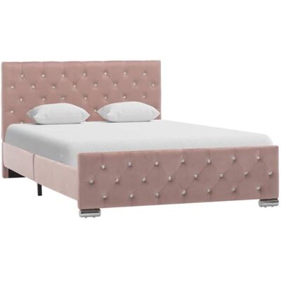 Cadre de lit en velours rose vidaXL - Lit élégant en plusieurs tailles Cadre de lit en velours rose vidaXL - Lit élégant en plusieurs tailles