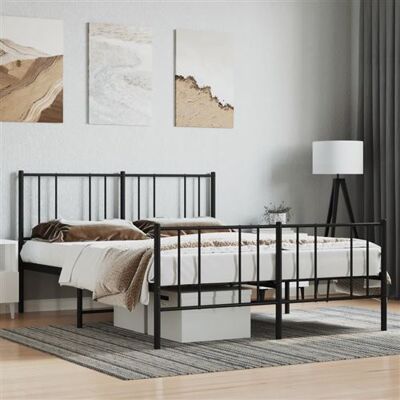 vidaXL Cadre de lit métal sans matelas avec pied de lit noir 140x200cm Noir vidaXL Cadre de lit métal sans matelas avec pied de lit noir 140x200cm Noir