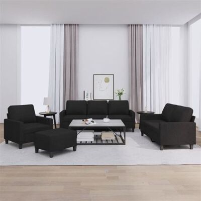 Ensemble de Canapés en Tissu Noir 4 Pièces - Mobilier de Salon Ensemble de Canapés en Tissu Noir 4 Pièces - Mobilier de Salon