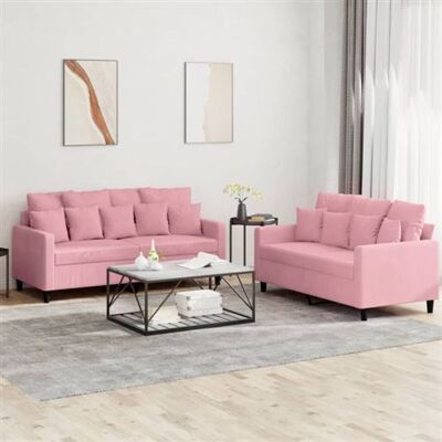 vidaXL Ensemble de Canapés Velours Rose 2 Pièces - Détente & Lecture vidaXL Ensemble de Canapés Velours Rose 2 Pièces - Détente & Lecture
