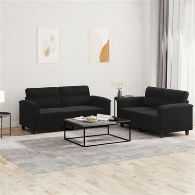 Ensemble de canapés en microfibre noir 2 pièces vidaXL - Sofa set Ensemble de canapés en microfibre noir 2 pièces vidaXL - Sofa set