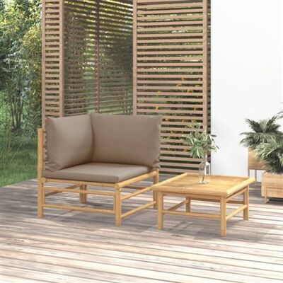 vidaXL Salon de jardin 2 pcs avec coussins taupe bambou362285 Taupe vidaXL Salon de jardin 2 pcs avec coussins taupe bambou362285 Taupe