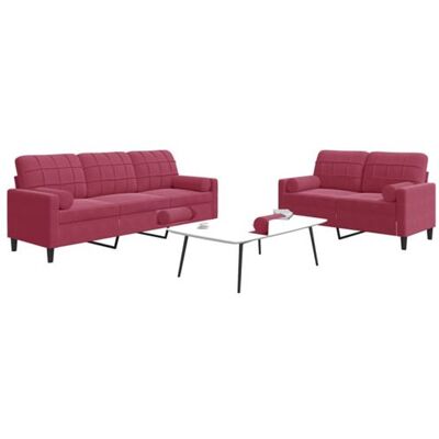 Ensemble de Canapés Velours Rouge 2 Pièces - Mobilier Salon Ensemble de Canapés Velours Rouge 2 Pièces - Mobilier Salon