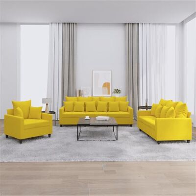 vidaXL Ensemble de Canapés en Velours Jaune - Mobilier de salon vidaXL Ensemble de Canapés en Velours Jaune - Mobilier de salon