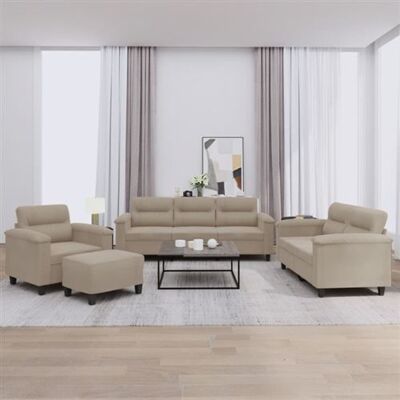Ensemble de 4 canapés gris-marron en microfibre durable Ensemble de 4 canapés gris-marron en microfibre durable