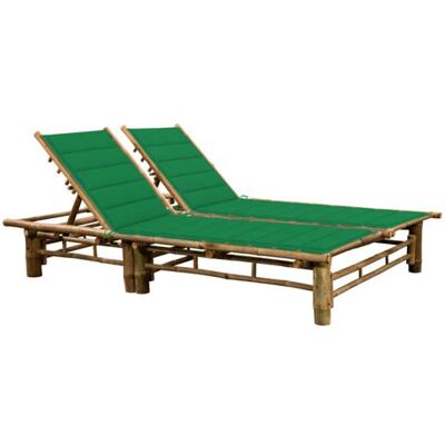vidaXL Chaise longue pour 2 personnes avec coussins Bambou3063950 vidaXL Chaise longue pour 2 personnes avec coussins Bambou3063950