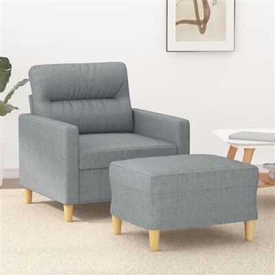 Fauteuil en Tissu Gris Clair avec Repose-pied - VidaXL Fauteuil en Tissu Gris Clair avec Repose-pied - VidaXL