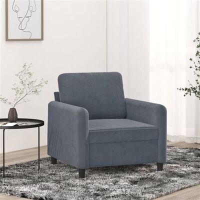 Fauteuil en Velours Gris Foncé vidaXL - Fauteuil Fauteuil en Velours Gris Foncé vidaXL - Fauteuil