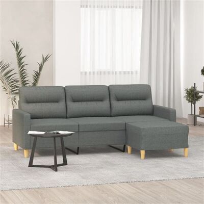 Canapé 3 places avec repose-pieds - Tissu gris foncé Canapé 3 places avec repose-pieds - Tissu gris foncé
