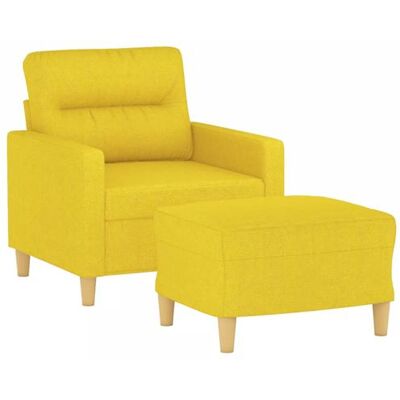 Fauteuil en tissu jaune clair avec repose-pieds vidaXL - Fauteuil Fauteuil en tissu jaune clair avec repose-pieds vidaXL - Fauteuil