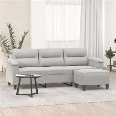 Canapé 3 places avec pouf - Microfibre Gris Clair Canapé 3 places avec pouf - Microfibre Gris Clair