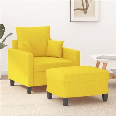 vidaXL Fauteuil avec repose-pied Jaune clair 60 cm Tissu Jaune vidaXL Fauteuil avec repose-pied Jaune clair 60 cm Tissu Jaune
