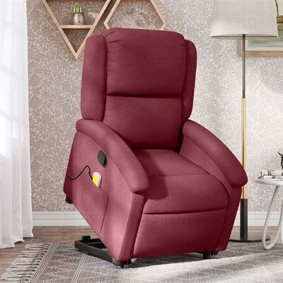 vidaXL Fauteuil de massage avec aide à la montée Tissu Rouge Vin vidaXL Fauteuil de massage avec aide à la montée Tissu Rouge Vin