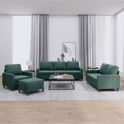 Ensemble de Canapés Velours Vert Foncé Vidaxl - 4 Pièces Ensemble de Canapés Velours Vert Foncé Vidaxl - 4 Pièces