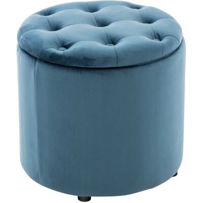 Pouf repose-pieds Pantin en velours avec espace de rangement , Bleu Bleu Pouf repose-pieds Pantin en velours avec espace de rangement , Bleu Bleu