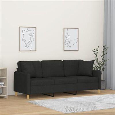 vidaXL Canapé Tissu 3 Places - Moderne et Durable Noir vidaXL Canapé Tissu 3 Places - Moderne et Durable Noir