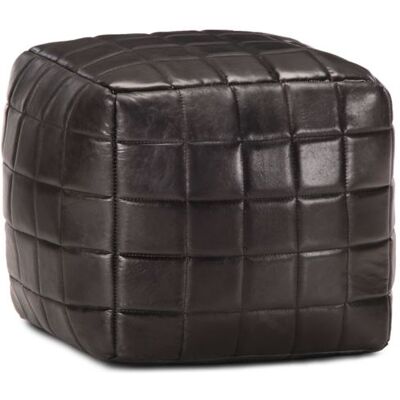 vidaXL Pouf 40 x 40 x 40 cm Noir Cuir véritable de chèvre Noir vidaXL Pouf 40 x 40 x 40 cm Noir Cuir véritable de chèvre Noir