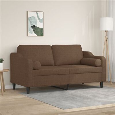 Canapé 2 places en tissu marron avec coussins - vidaXL Canapé 2 places en tissu marron avec coussins - vidaXL