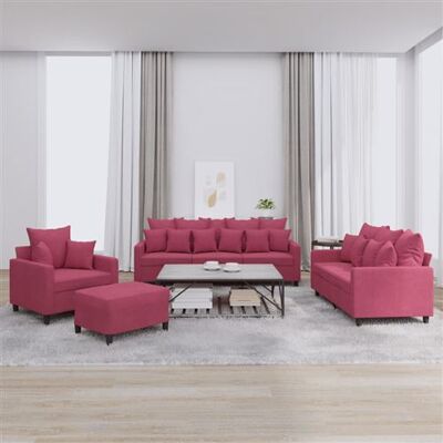 Ensemble de Canapés en Velours Rouge VidaXL - 4 Pièces, Confortable, Élégant Ensemble de Canapés en Velours Rouge VidaXL - 4 Pièces, Confortable, Élégant