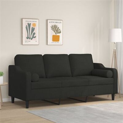 Canapé 3 places en tissu noir vidaXL - Canapé Canapé 3 places en tissu noir vidaXL - Canapé