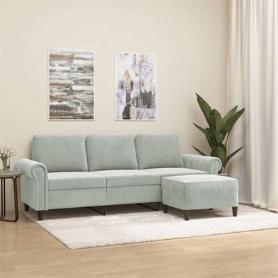 Canapé en velours 3 places avec pouf VIDAXL - Sofá de 3 plazas con taburete Canapé en velours 3 places avec pouf VIDAXL - Sofá de 3 plazas con taburete