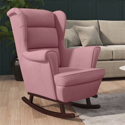 Chaise berçante en velours rose Vidaxl avec pieds en caoutchouc Chaise berçante en velours rose Vidaxl avec pieds en caoutchouc