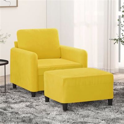 vidaXL Fauteuil avec Pouf - Velours Jaune vidaXL Fauteuil avec Pouf - Velours Jaune