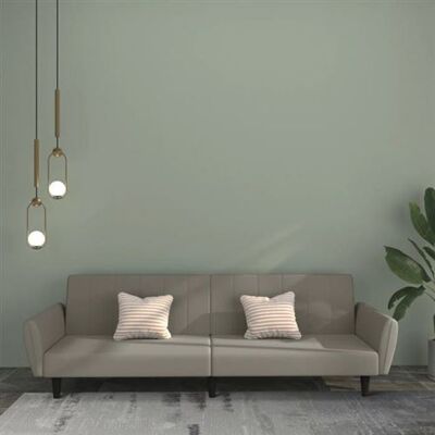 vidaXL Canapé-Lit - 2-en-1 Velours Gris Clair vidaXL Canapé-Lit - 2-en-1 Velours Gris Clair