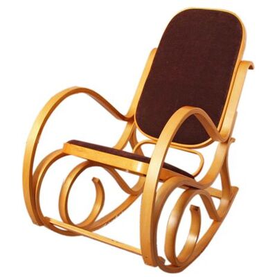 Rocking-chair fauteuil à bascule M41 imitation chêne, tissu marron Marron Rocking-chair fauteuil à bascule M41 imitation chêne, tissu marron Marron