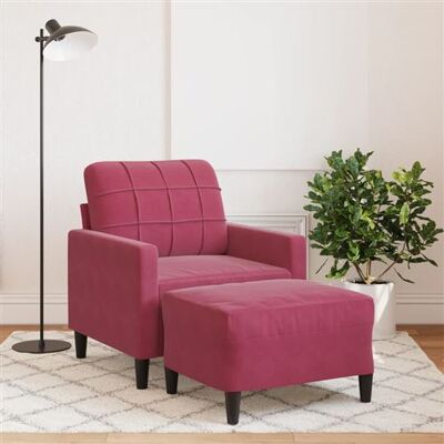 Fauteuil Vidaxl avec Repose-pieds - Velours Rouge 60cm Fauteuil Vidaxl avec Repose-pieds - Velours Rouge 60cm