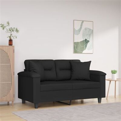 vidaXL Canapé 2 places - Tissu microfibre, noir - Canapé vidaXL Canapé 2 places - Tissu microfibre, noir - Canapé