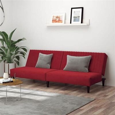 Canapé-lit en velours rouge 2 places - Sofa-Lit Canapé-lit en velours rouge 2 places - Sofa-Lit