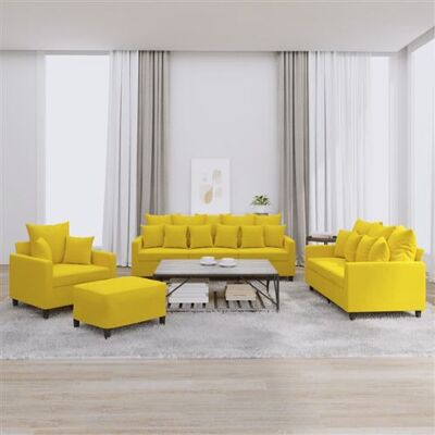 Ensemble de Canapés avec Coussins - Velours Jaune - Type de Canapé Ensemble de Canapés avec Coussins - Velours Jaune - Type de Canapé