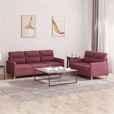 Ensemble de Canapés en Tissu Bordeaux 2 Pièces - Mobilier de Salon Ensemble de Canapés en Tissu Bordeaux 2 Pièces - Mobilier de Salon