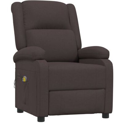 vidaXL Fauteuil de massage inclinable électrique Marron foncé Tissu Marron vidaXL Fauteuil de massage inclinable électrique Marron foncé Tissu Marron